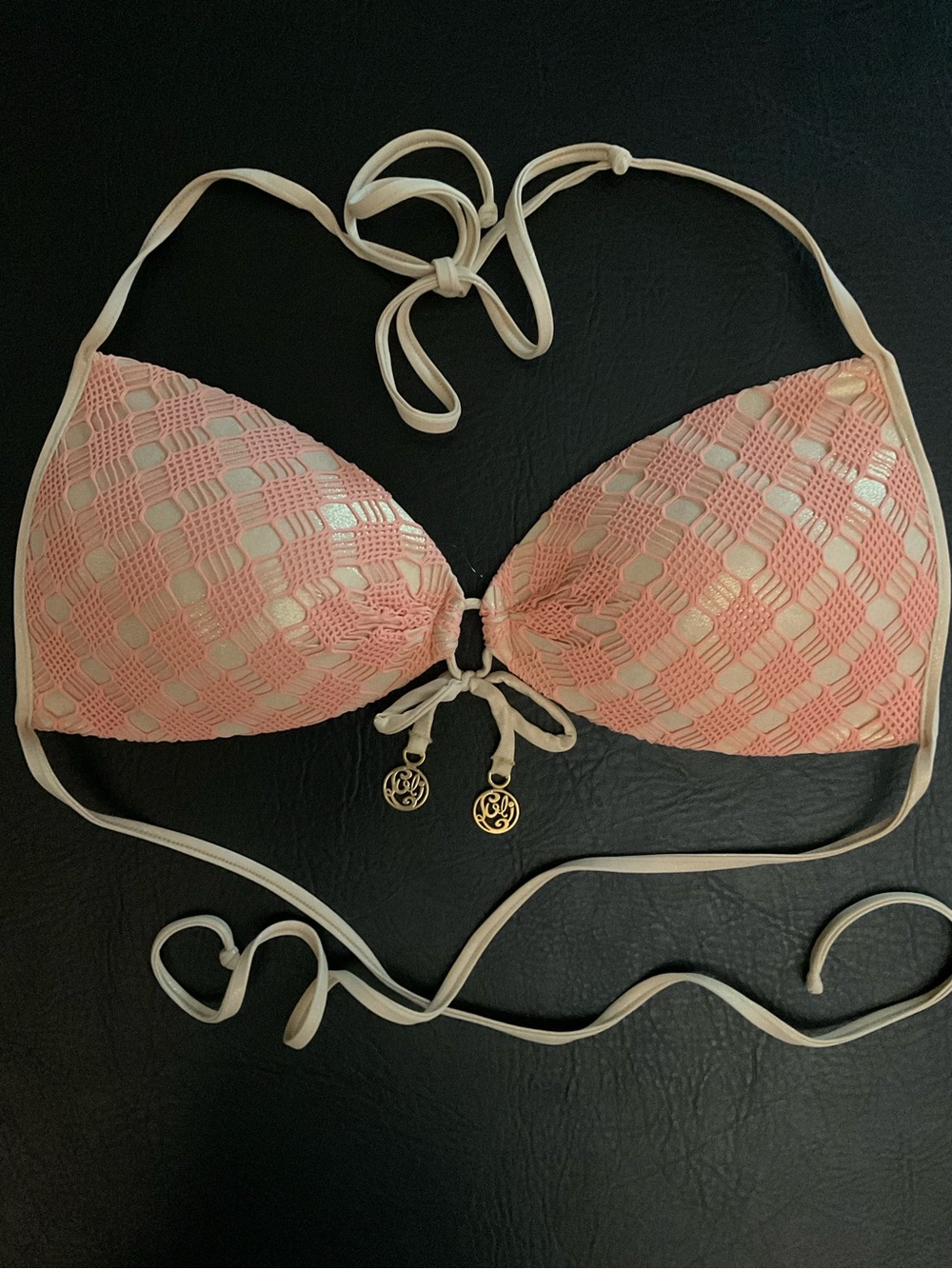 Luli Fama Diamantés de Coral Padded Push Up Bandeau Halter Top Size Large